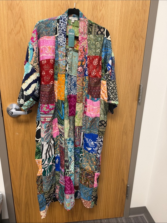 EARTHBOUND Other - NWT Earthbound Trading Co. Patchwork Colorful Satin Boho Kimono Jacket Duster